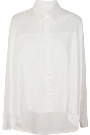 YOHJI YAMAMOTO Femme, Blouses et Chemises, Blanc, Taille: 40 FR Chemise Asymétrique en Coton Blanc Boutonnée