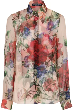 Dolce & Gabbana Femme, Blouses et Chemises, Multicolore, Taille: 40 FR Chemise en soie imprimée fleurie