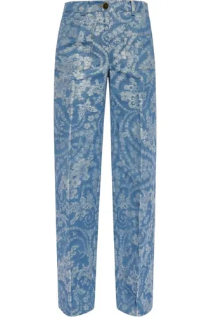 Etro Femme, Jeans, Bleu, Taille: 36 FR Pantalon élégant en coton-lin pour femmes