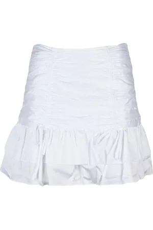 Guess Femme, Jupes, Blanc, Taille: 40 FR Mini Jupe à Fermeture Éclair en Mélange Coton