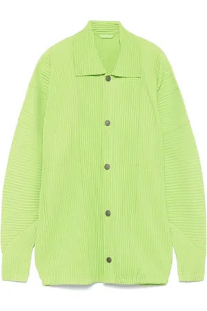 Issey Miyake Homme, Vestes, Vert, Taille: L Manteau Vert à Épaules Tombantes et Manches Longues