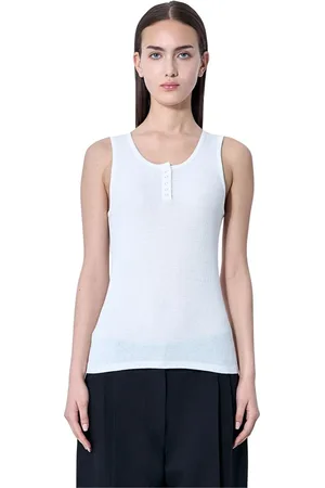 The Row Femme, Tops, Blanc, Taille: 42 FR Débardeur en Coton Côtelé Italie