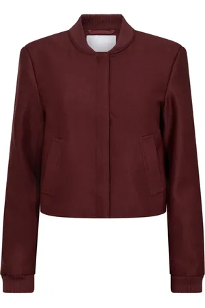 Co`Couture Femme, Vestes, Rouge, Taille: 38 FR Veste Courte Bordeaux avec Bordures Côtelées