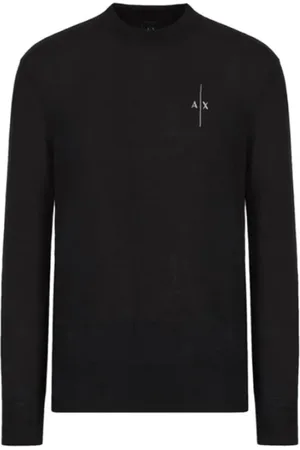Armani Exchange Homme, Pulls, Noir, Taille: S Pull en Tricot Noir Unisexe Coupe Régulière