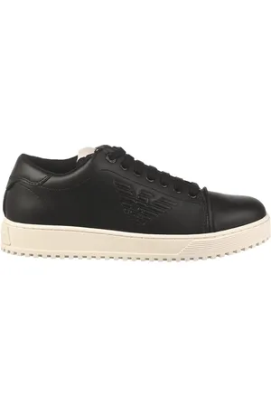 Emporio Armani Homme, Chaussures, Noir, Taille: 41 EU Baskets en cuir pour hommes - Améliorez votre style