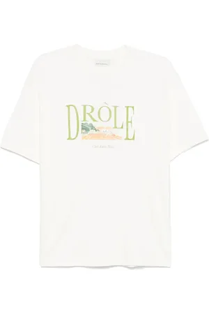 Drôle de Monsieur Homme, Tops, Blanc, Taille: XL Tennis Court Slogan T-shirt Blanc