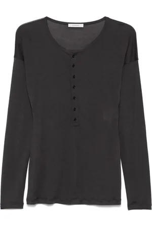 LEMAIRE Femme, Tops, Gris, Taille: 40 FR Gris Charbon Col Rond Manches Longues