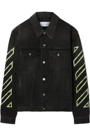 OFF-WHITE Homme, Vestes, Noir, Taille: M Veste en Denim Skate Flèche Noire