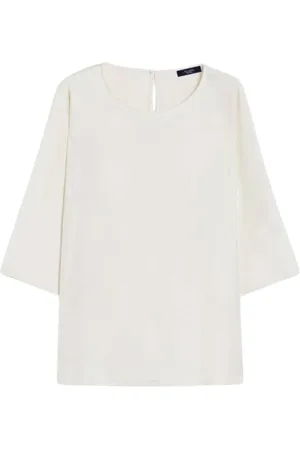 Max Mara Femme, Blouses et Chemises, Blanc, Taille: 36 FR Chemisier en soie et jersey