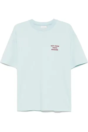 Drôle de Monsieur Homme, Tops, Bleu, Taille: XS T-shirt Slogan Bleu Pas de Paris