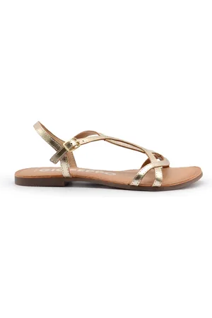 Gioseppo Femme, Chaussures, Jaune, Taille: 40 EU Sandales en cuir doré avec bride de cheville