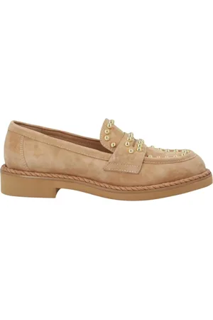 Bruno Premi Femme, Chaussures, Brun, Taille: 38 EU Mocassins Femme en Daim Camel avec Clous Dorés
