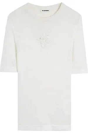 Jil Sander Femme, Tops, Blanc, Taille: 36 FR T-shirt crochet fleuri