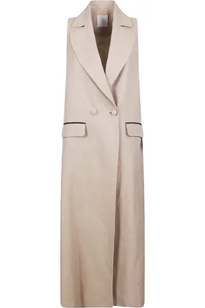 ELEVENTY Femme, Vestes, Brun, Taille: 36 FR Manteau en Lin Camel Fabriqué en Italie