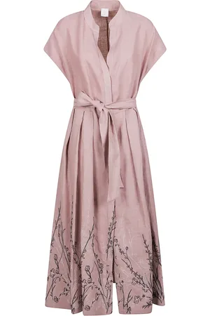 ELEVENTY Femme, Robes, Rose, Taille: 38 FR Robes en Lin Rose Fabriquées en Italie
