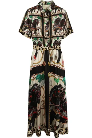 5 PROGRESS Femme, Robes, Multicolore, Taille: 38 FR Robe en viscose et polyester