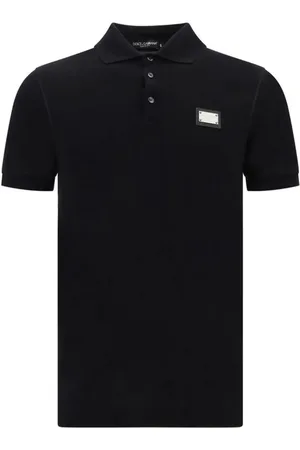 Dolce & Gabbana Homme, Tops, Noir, Taille: L Polo en Coton à Col Côtelé