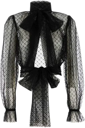 Dolce & Gabbana Femme, Blouses et Chemises, Noir, Taille: 36 FR Chemisier en Dentelle Noire Hauts Élégants