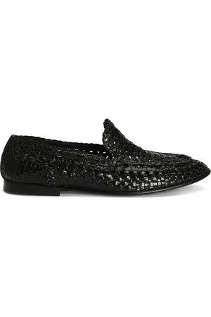Dolce & Gabbana Homme, Chaussures, Noir, Taille: 41 EU Chaussures Slip-On en Cuir Noir