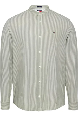 Tommy Hilfiger Homme, Chemises, Vert, Taille: M Chemise Regular Fit en Lin à Rayures Verticales