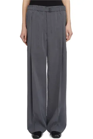 LEMAIRE Femme, Pantalons, Gris, Taille: 36 FR Pantalon en Soie Ceinturé
