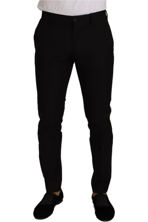 Dolce & Gabbana Homme, Pantalons, Noir, Taille: M Pantalon de Smoking Formel en Coton Noir