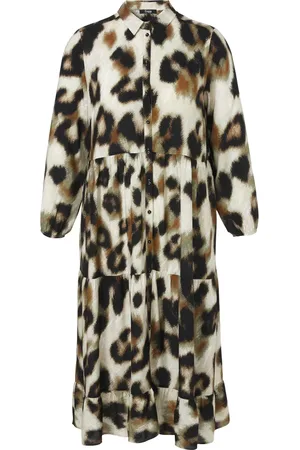 Frapp Femme, Robes, Multicolore, Taille: 54 FR Robe Chemise Imprimée à Manches Longues