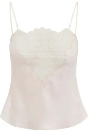 LOVESHACKFANCY Femme, Tops, Blanc, Taille: 40 FR Haut en satin et dentelle