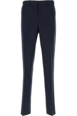 VERSACE Homme, Pantalons, Bleu, Taille: M Pantalon en laine bleu foncé élégant