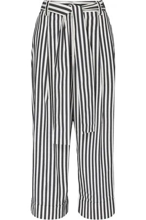 Twin-Set Femme, Pantalons, Multicolore, Taille: 38 FR Pantalon à Rayures Cropped avec Ceinture