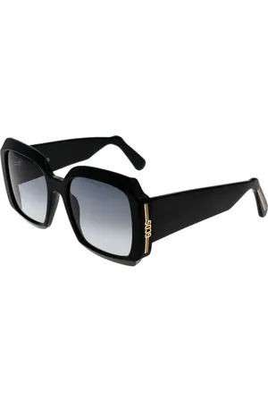 GCDS Femme, Accessoires, Noir, Taille: ONE Size Lunettes de Soleil Carrées Noires Verres Dégradés