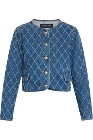 VERONICA BEARD Femme, Vestes, Bleu, Taille: 40 FR Veste en jean imprimé diamant