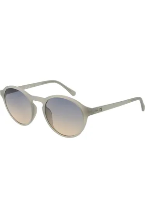 Guess Homme, Accessoires, , Taille: ONE Size Lunettes de Soleil Rondes Grises pour Homme avec Verres Dégradés Marron