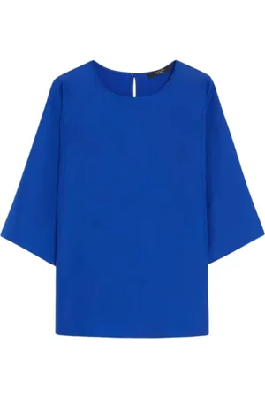 Max Mara Femme, Blouses et Chemises, Bleu, Taille: 40 FR Chemisier en soie et jersey