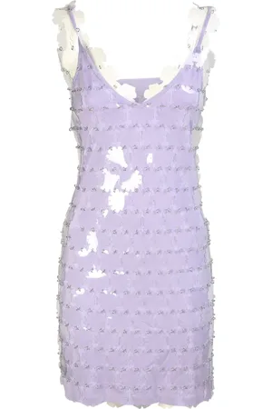 Paco rabanne Femme, Robes, Violet, Taille: 38 FR Robe Métallique avec Col en V et Paillettes