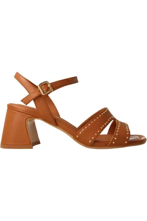 Bruno Premi Femme, Chaussures, Brun, Taille: 38 EU Sandales en cuir marron avec clous dorés
