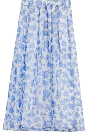 Max Mara Femme, Jupes, Bleu, Taille: 40 FR Jupe longue en organza de soie imprimée