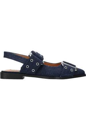Steve Madden Femme, Chaussures, Bleu, Taille: 37 EU Chaussures plates en denim avec détails métalliques