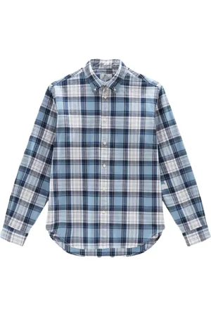 Woolrich Homme, Chemises, Bleu, Taille: S Chemise Madras Manches Longues Coton