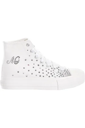 Mimanera Femme, Chaussures, Blanc, Taille: 41 EU Baskets Plateforme Blanches avec Cristaux Swarovski