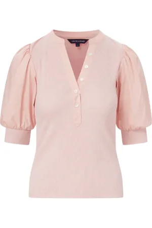 VERONICA BEARD Femme, Blouses et Chemises, Rose, Taille: 36 FR Haut Henley rose à manches bouffantes