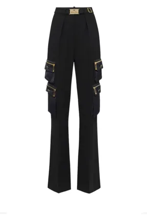 Elisabetta Franchi Femme, Pantalons, Noir, Taille: 36 FR Pantalons Élégants pour un Usage Quotidien