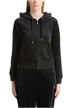 Juicy Couture Femme, Sweatshirts et sweats à capuche, Noir, Taille: 36 FR Sweat à Capuche Swarovski avec Cordon de Serrage