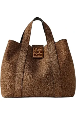 Borbonese Femme, Sacs, Brun, Taille: ONE Size Sac de Shopping en Daim Moyen avec Pochette Amovible