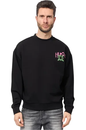 HUGO BOSS Homme, Sweatshirts et sweats à capuche, Noir, Taille: S Pull noir avec impression au dos