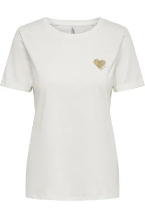 ONLY Femme, Tops, Blanc, Taille: 36 FR T-Shirt Life pour Femmes