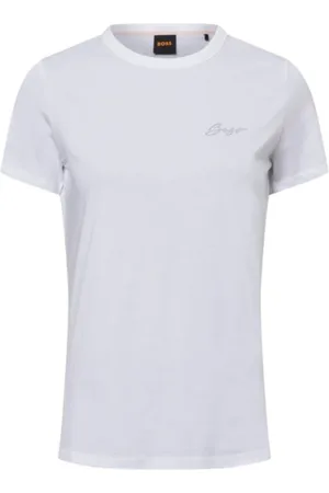 HUGO BOSS Femme, Tops, Blanc, Taille: 36 FR Élégant T-shirt à Col Rond avec Logo