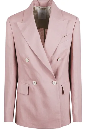ELEVENTY Femme, Vestes, Rose, Taille: 40 FR Veste Rose en Lin Fabriquée en Italie