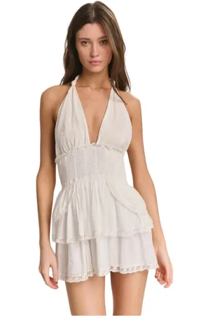 LOVESHACKFANCY Femme, Robes, Blanc, Taille: 40 FR Deanna Halter Mini Robe - True