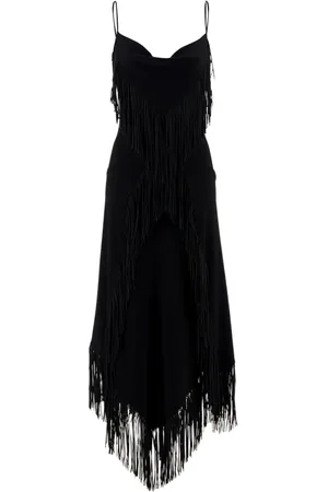 Paco rabanne Femme, Robes, Noir, Taille: 36 FR Robe longue à franges Printemps-Été 2025